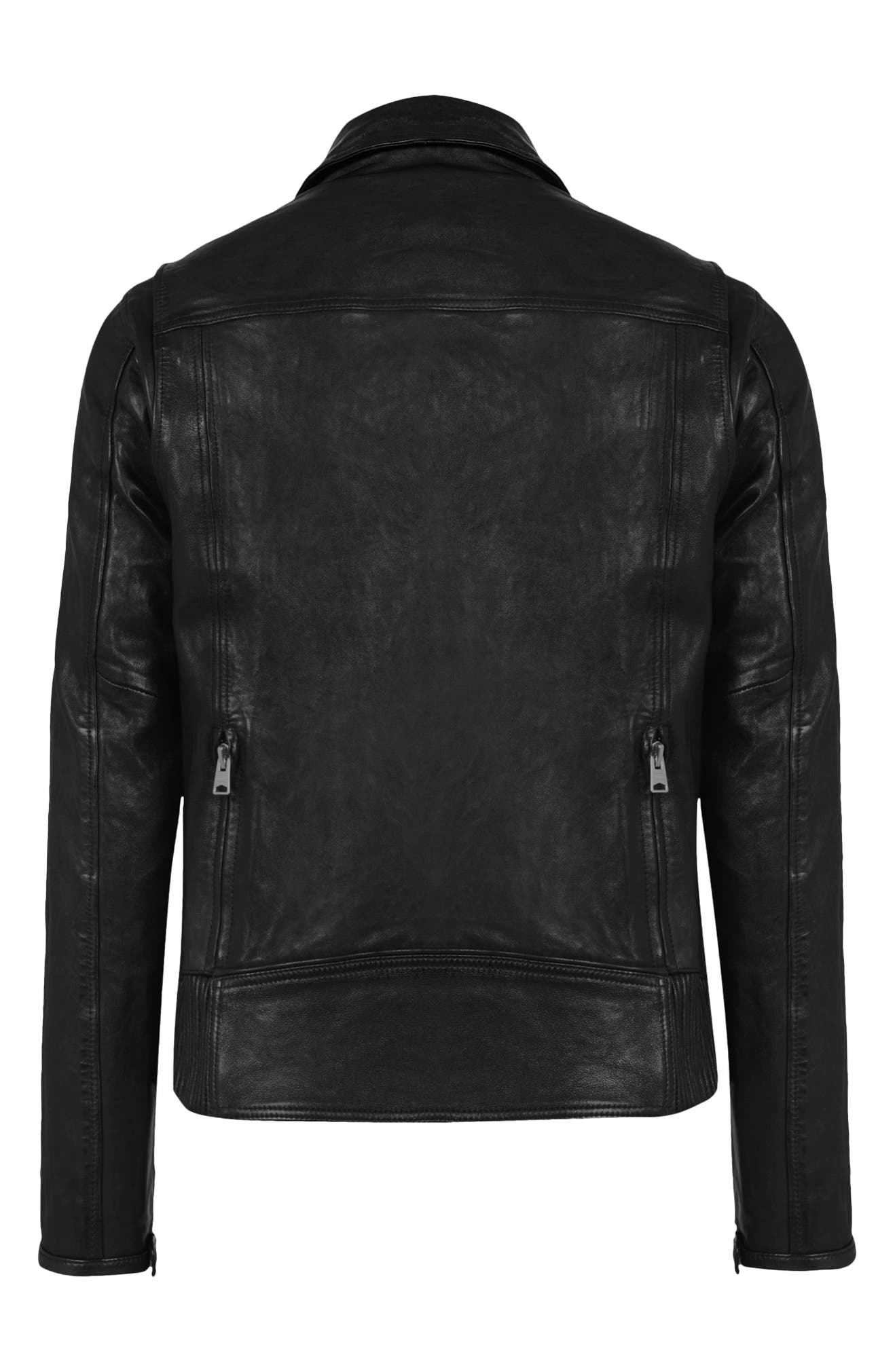 Mens Black Kaleb Leather Biker Jacket