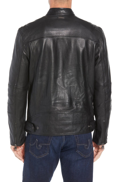 Men's Black Real Leather Moto Jacket