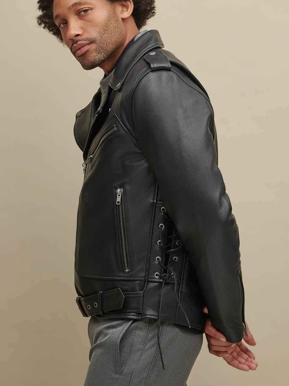 Classic Men’s Black Leather Rider Jacket