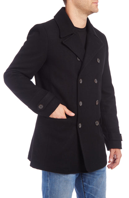 Men's Black Wool Blend Coat