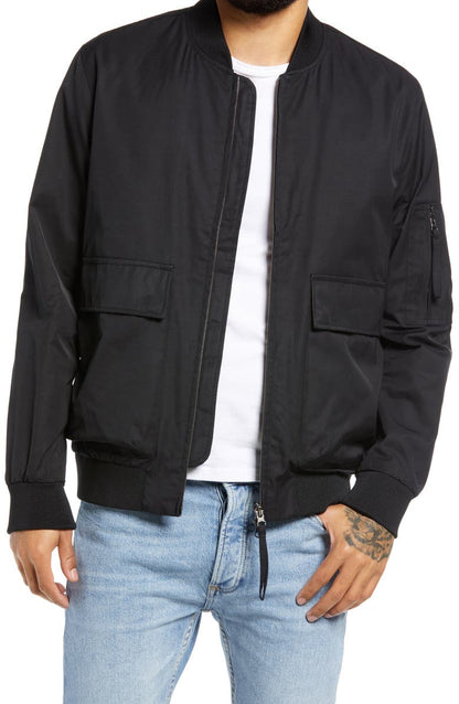 Mens Black Wilt Bomber Cotton Jacket