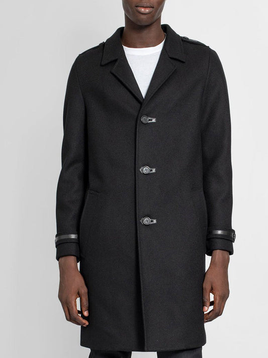 Mens Black Wool Long Coat