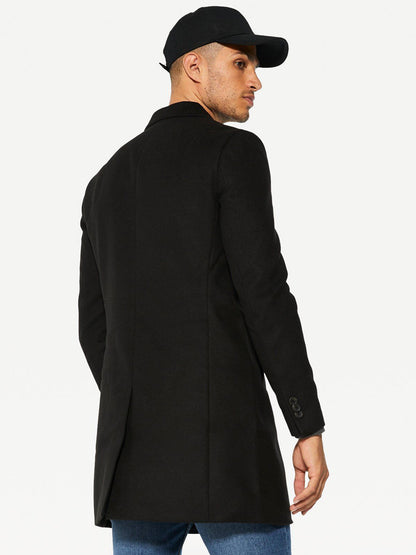 Mens Black Long Wool Coat