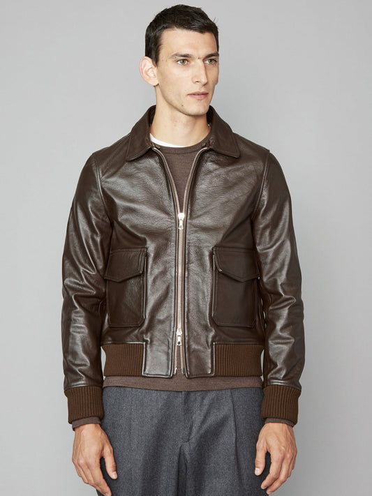 Mens Bomber Brown Biker Jacket