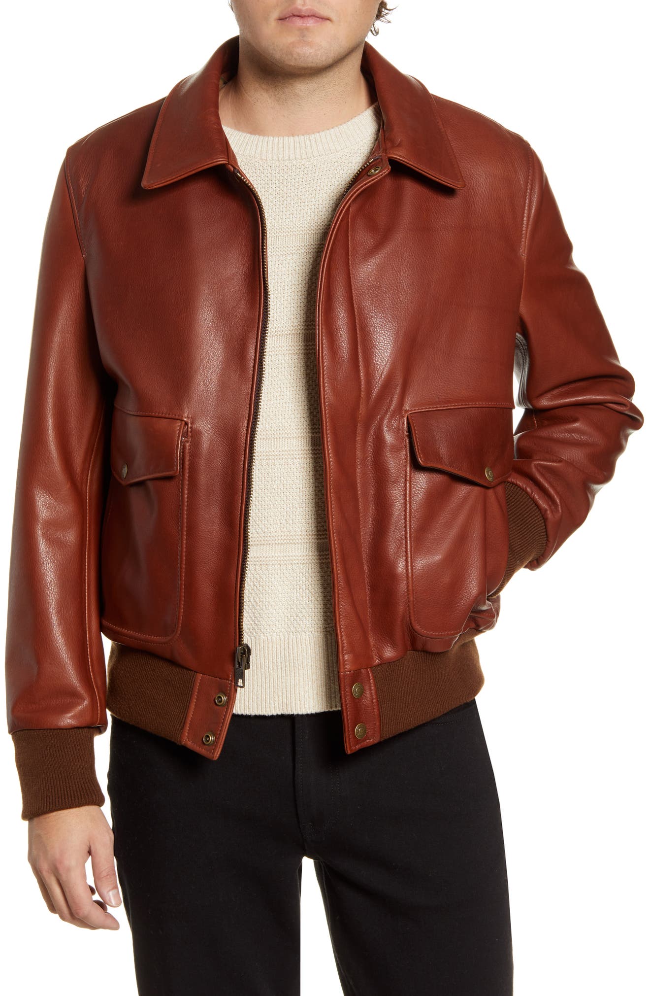 Mens Bomber Brown Biker Disstressed Leather Jacket