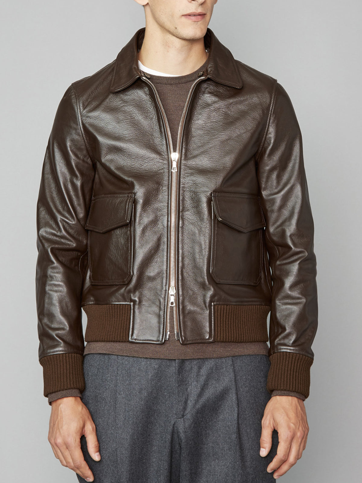 Mens Bomber Brown Biker Jacket