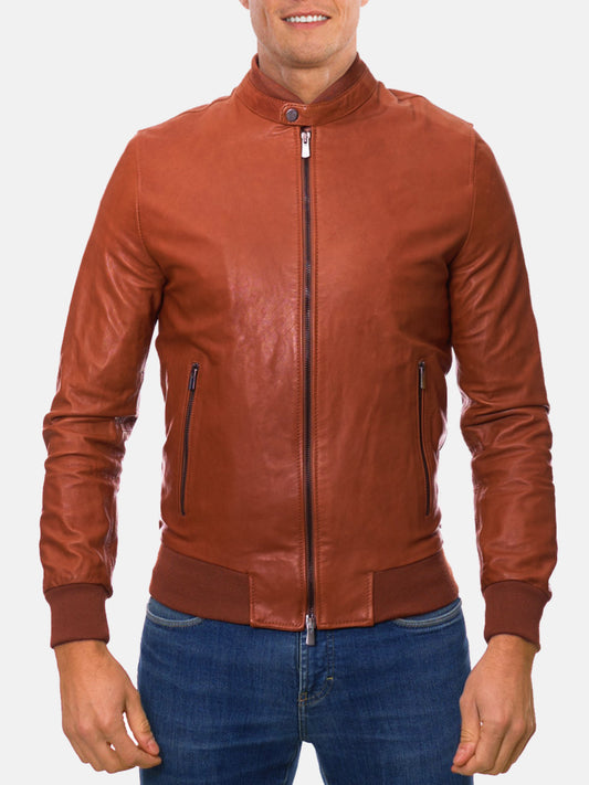 Men's Bomber Brown Leather Jacket