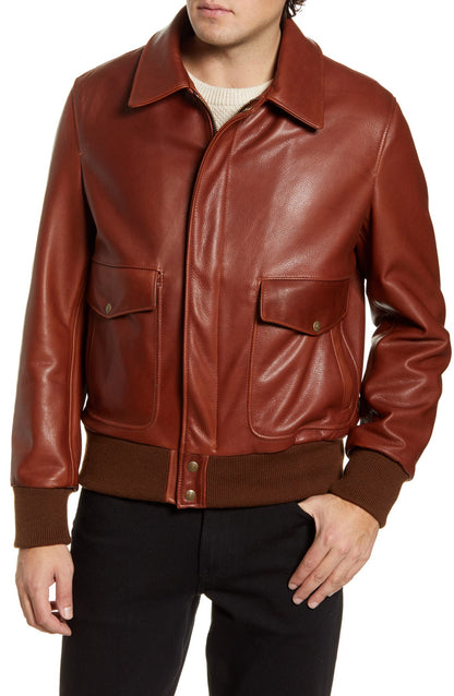 Mens Bomber Brown Biker Disstressed Leather Jacket