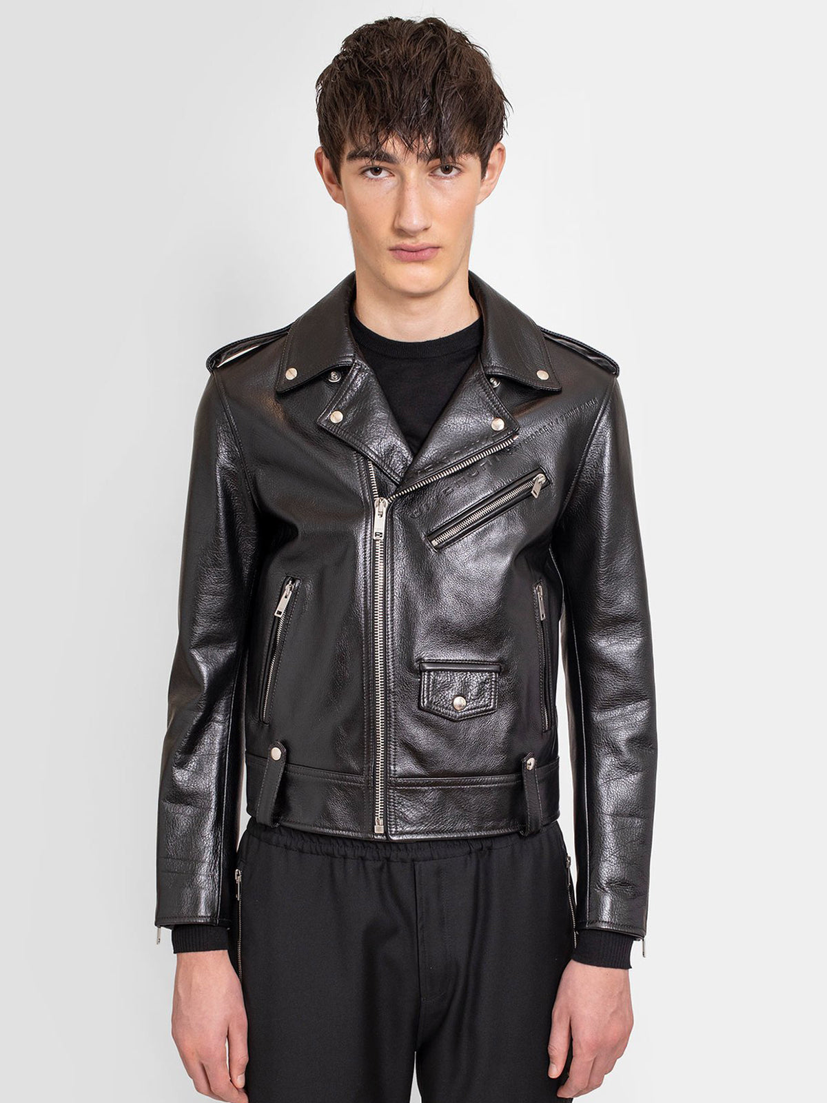 Black Calfskin Biker Leather Jacket