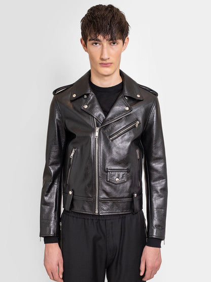 Black Calfskin Biker Leather Jacket