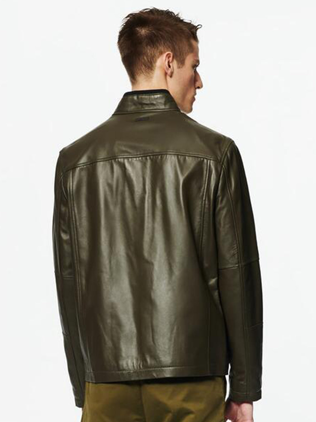 Mens Stand Collar Leather Jacket - Frozva