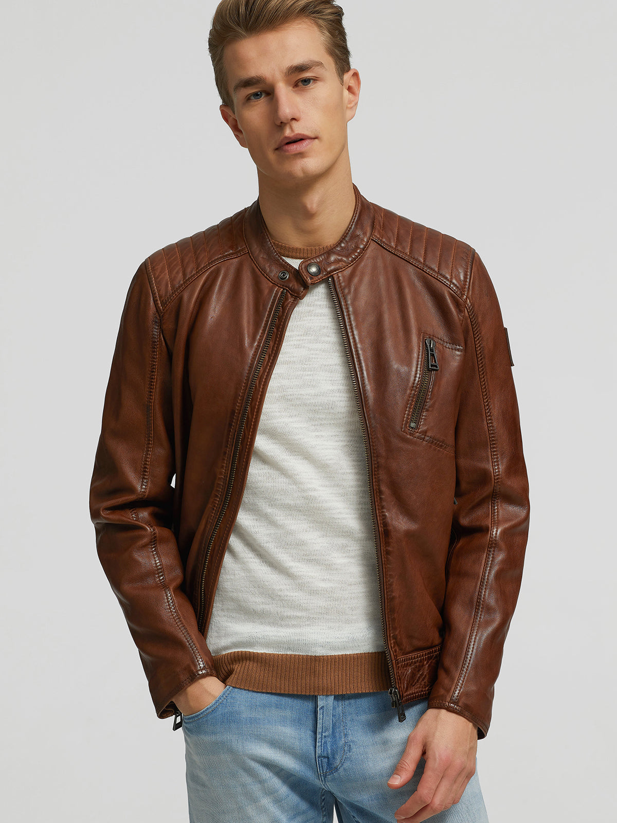 Mens Dark Brown Dashing Leather Jacket