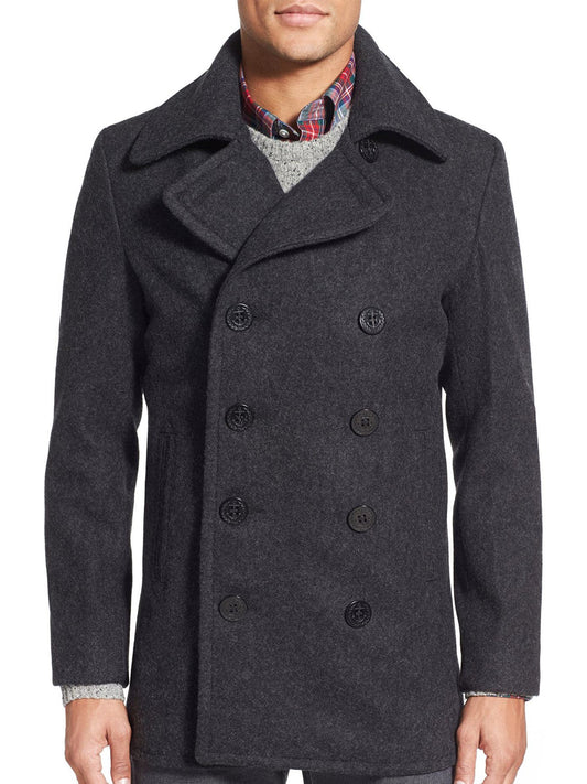 Mens Dashing Slim Fit Wool Blend Peacoat