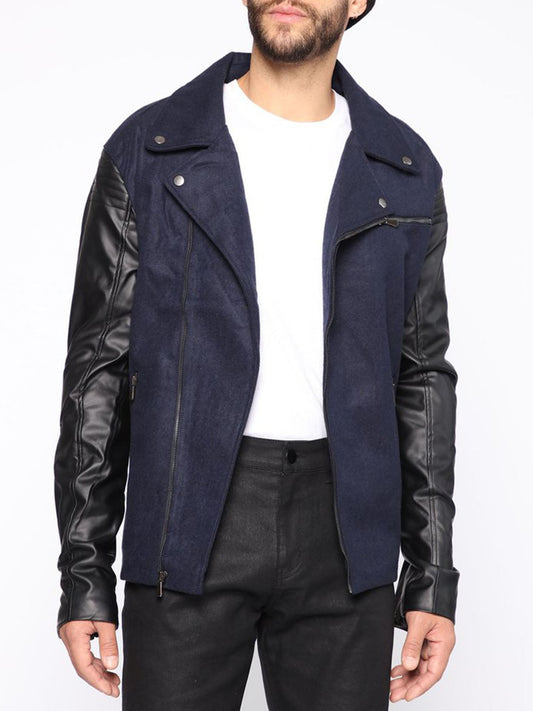 Mens Faux Leather Moto Jacket