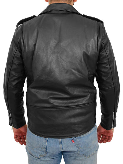 Mens Heavy Duty Leather Biker Black Jacket