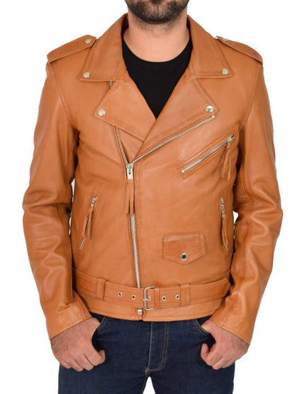 Mens Brown Biker Leather Jacket