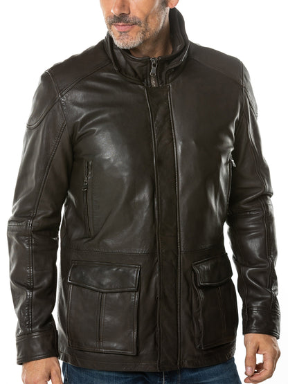 Mens Leather Chocolate Brown Leather Coat