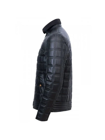 Men’s Trimmed Black Quilted Leather Jacket