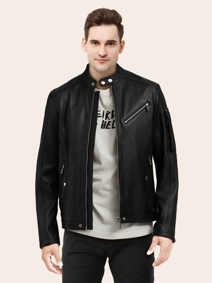 Men’s Real Leather Black Biker Jacket