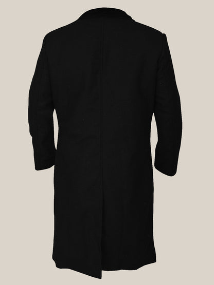 Black Men's Sophisticated Wool Trench Coat