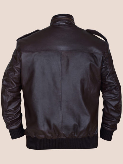 Men's Supreme Brownish Leather Bomber Jacket