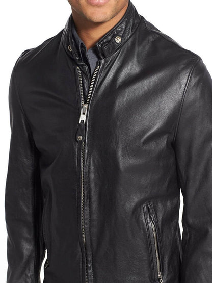 Mens Vintage Black Cowhide Leather Jacket