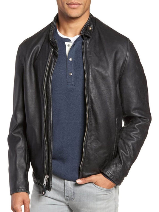 Mens Vintage Black Cowhide Leather Jacket