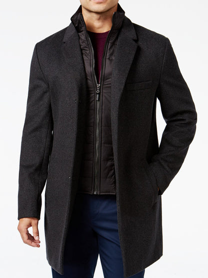 Mens Water Resistant Slim Fit Long Coat