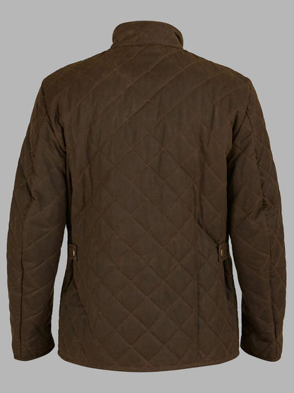 Men's Waxed Quilted Neck Brown Cotton Jacket