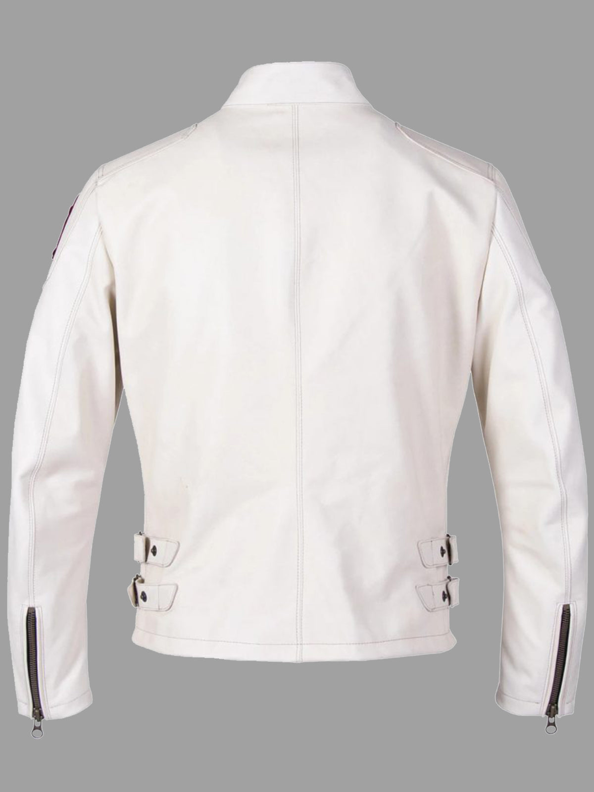 Men's White Biker Leather Jacket - Frozva