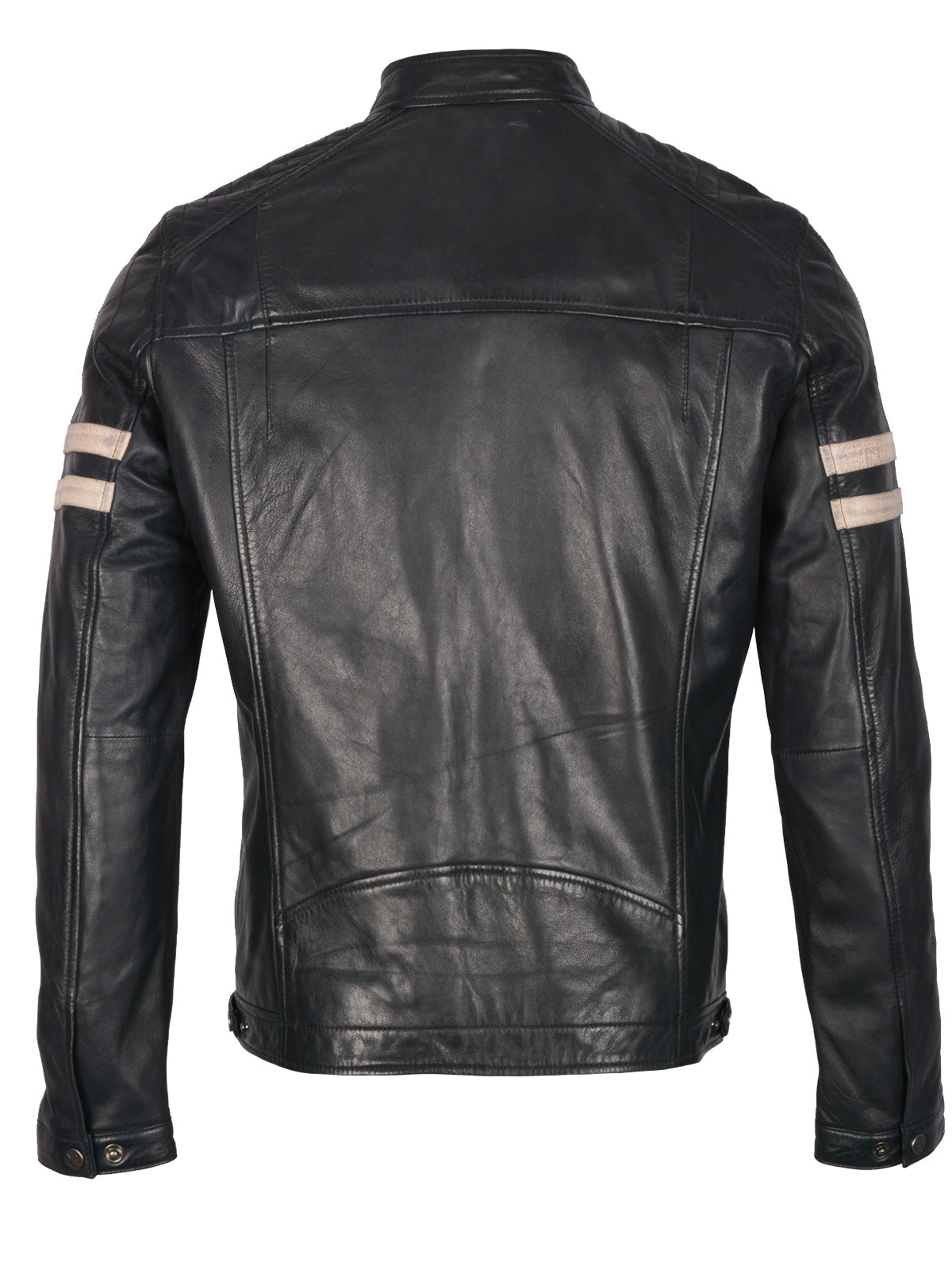 Mens Biker Distressed Black Leather Jacket