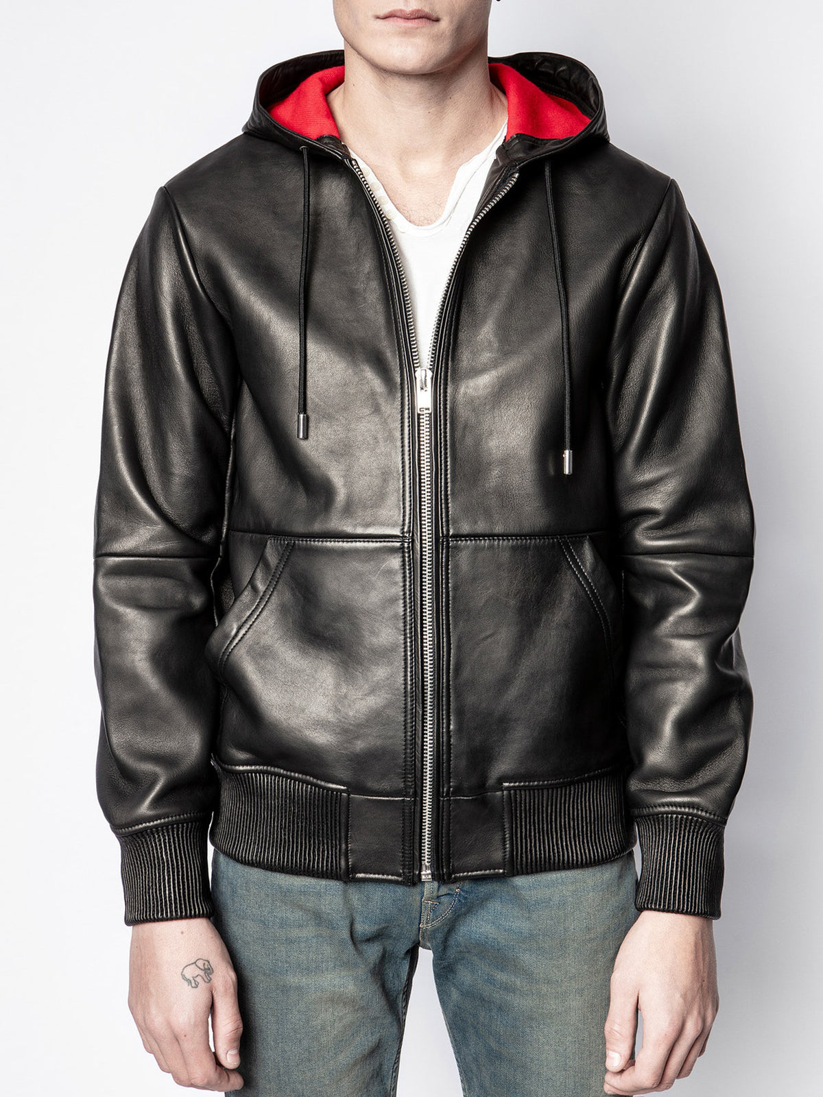 Mens Dashing Bark Black Bomber Hooded Jacket