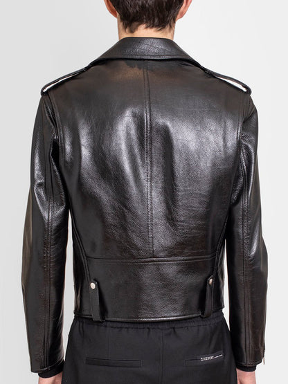 Black Calfskin Biker Leather Jacket