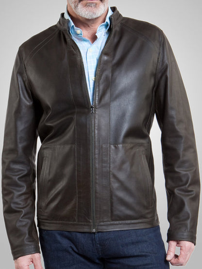 Mens Stylish Brown Leather Jacket - Frozva