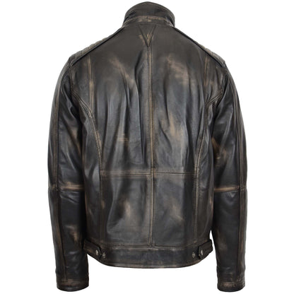 Mens Vintage Cafe Racer Distressed Leather Jacket