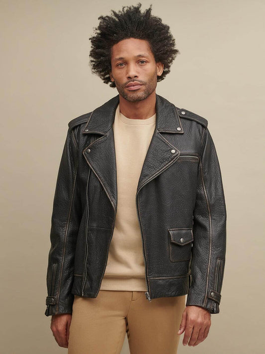 Mens Mike Asymmetrical Leather Jacket