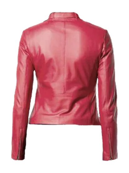 Modish Red Biker Genuine Leather Jacket