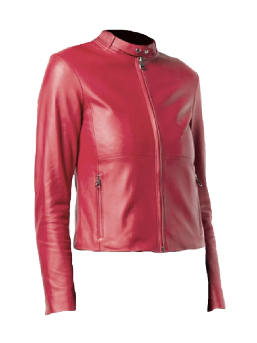 Modish Red Biker Genuine Leather Jacket