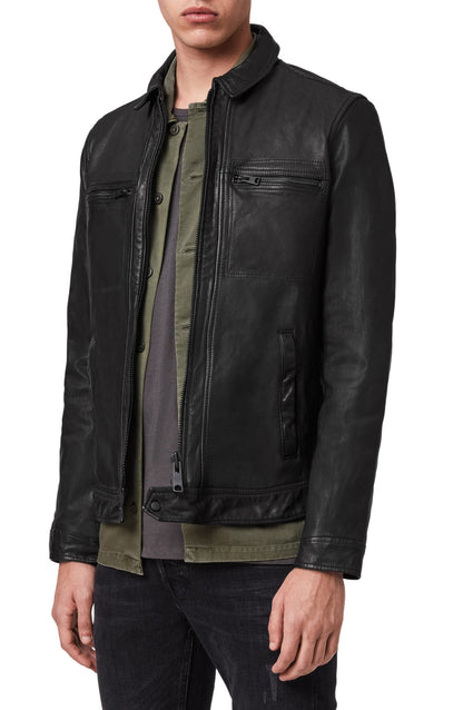 Buy Mens Biker Leather Cafe Racer Jacket