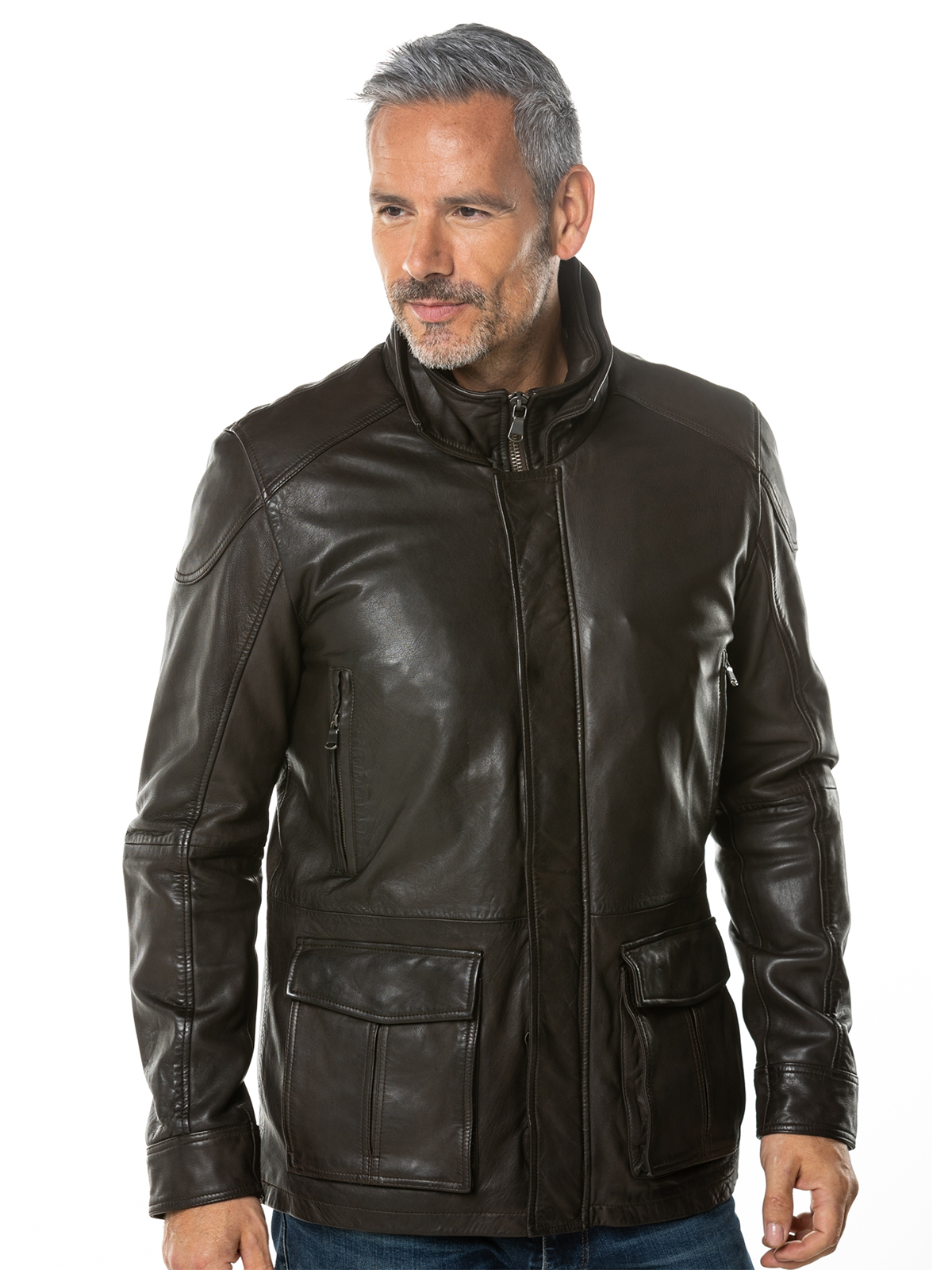 Mens Leather Chocolate Brown Leather Coat