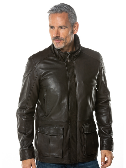 Mens Leather Chocolate Brown Leather Coat