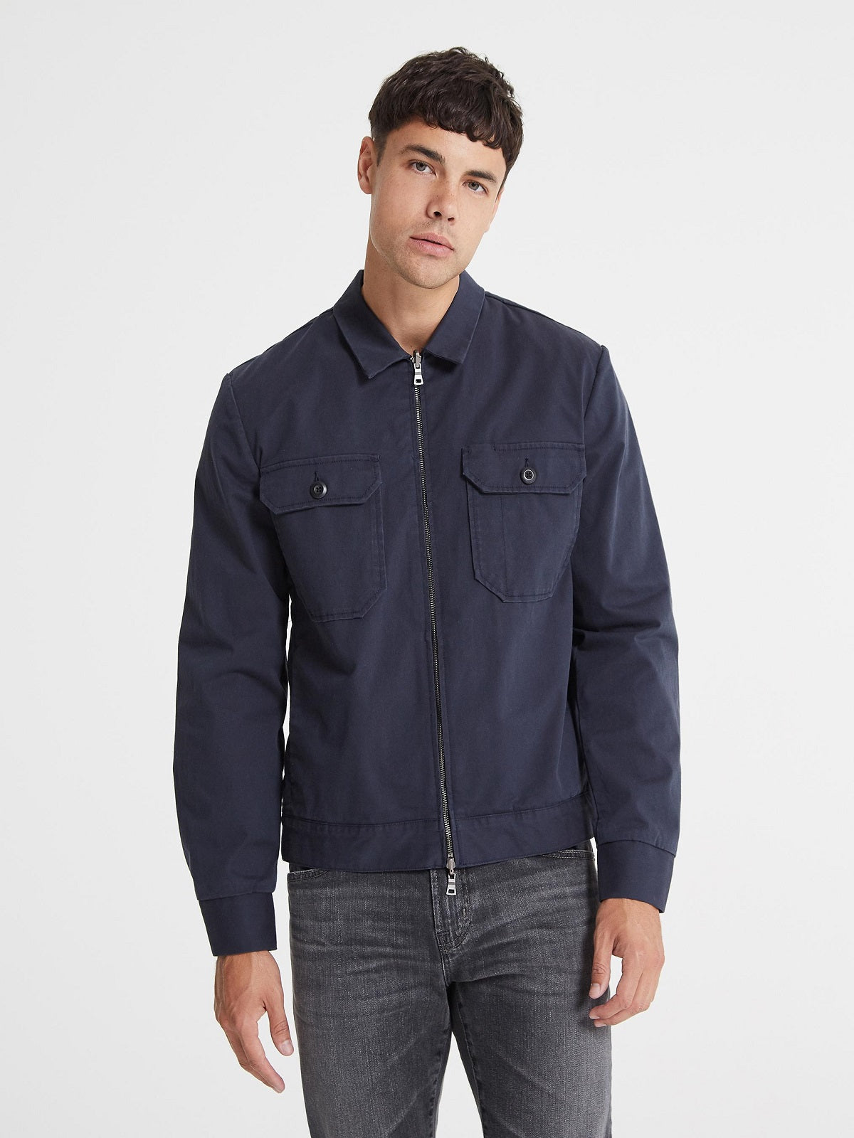 Men Night Blue Cotton Jacket - Frozva