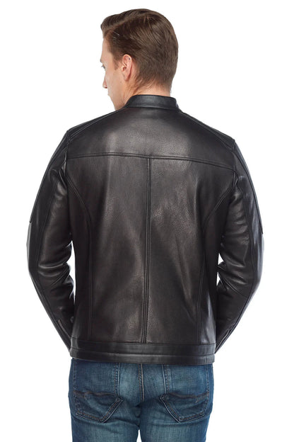 Black Leather Sport Jacket for Men - Frozva