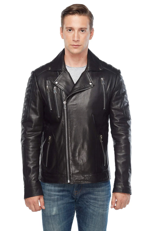 Men's Black Leather Motorcycle Jacket – Frozva