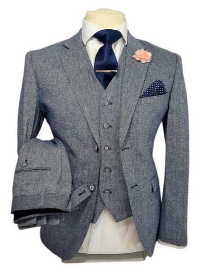 Three Piece Gangster Style Mens Grey Suit