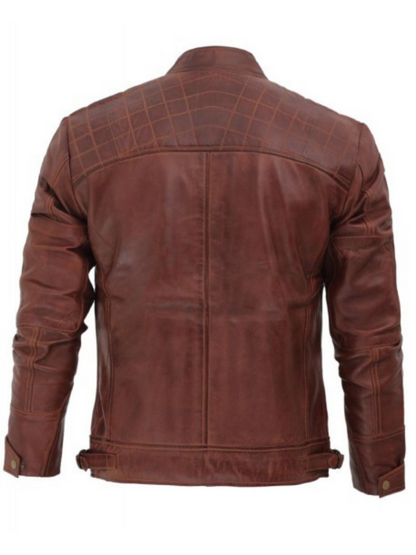 Mens Real Leather Racer Biker Jacket