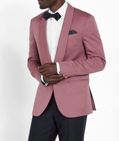 Mens Two Piece Rose Pink Velvet Jacket Tuxedo