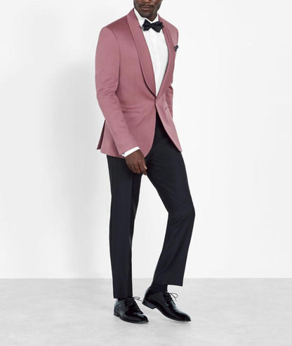 Mens Two Piece Rose Pink Velvet Jacket Tuxedo