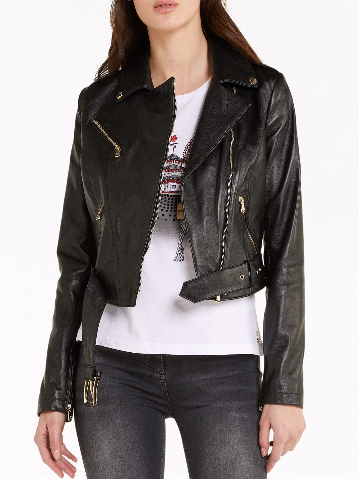 Women's Black Biker Leather Jacket