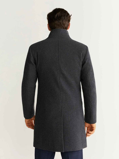 Men Smoke Grey Wool Trench - Frozva.com